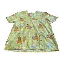 Womens Scooby-Doo Scrub Top Size Medium W/ Pockets Nursing Uniform Flowers - £10.49 GBP