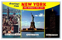 Multiview Buildings Large Letter Greeting New York City UNP Chrome Postcard Y11 - £3.74 GBP