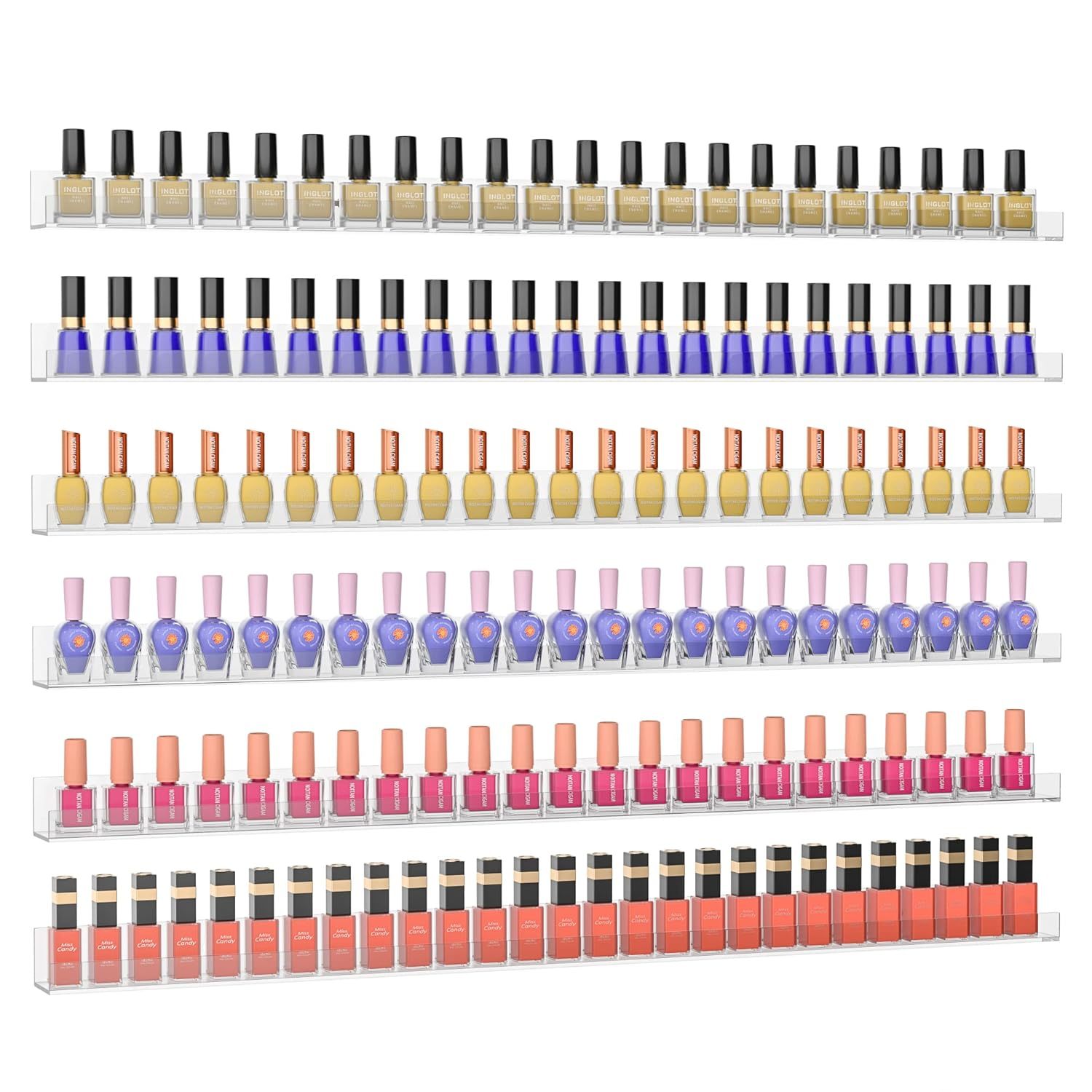 Nail Polish Rack Shelf For Wall, Clear Nail Polish Organizer Wall Mounted, 32 In