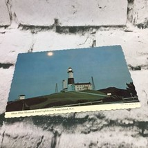 Vintage Postcard Moon Over Montauk Point Lighthouse Long Island New Jersey  - £3.82 GBP