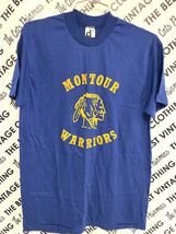 vintage 80s  NOS Downerwear T Shirt Montoursville Warriors Blue Yellow 5... - $88.05