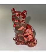 FENTON Clear Glass  CAT PINK HAND PAINTED and Signed Excellent Condition... - $49.99