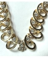 Vintage Sarah Coventry Gold Tone Rhinestone Swirl Bib Necklace 16–18” Ad... - $34.99