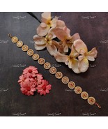 VeroniQ Trends-Round Shape Gold Plated Kemp Stone Pachi Kundan Matha Patti - $75.00