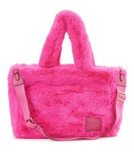DKNY Hadlee Medium Fur Tote Hot Pink Detachable Crossbody Travel NEW Fur... - $79.19