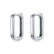 WOSTU Real 925 Silver Simple Square Ear buckles Hoop Earrings For Women Fashion  - £15.75 GBP