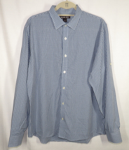 Michael Kors Men&#39;s Blue Plaid Cotton Button Up Long Sleeve Dress Shirt S... - $24.99