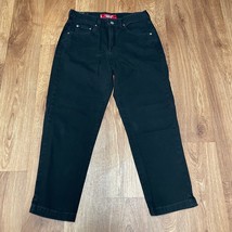 Levis Classic Slim Fit Stretch Dark Black Cropped Mom Jeans Size 8 Misses - £27.13 GBP