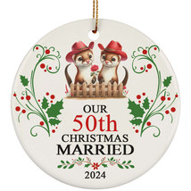 Our 50th Year Christmas Married Ornament Gift 50 Anniversary &amp; Cute Otter Couple - £11.83 GBP