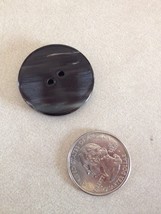 Vintage Mid Century Natural Black Brown Shell 2 Hole Single Button 3cm - £10.21 GBP