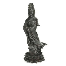 KWAN YIN STATUE 5.25&quot; Buddhist Compassion Goddess Dark Resin Quan Guan Guanyin - £10.24 GBP