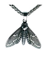 Death Head Hawk Moth Necklace Silver Surgical Stainless Steel Punk Goth ... - £18.00 GBP