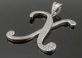 925 Sterling Silver - Shiny Cubic Zirconia Letter X Initial Pendant - PT10439 - $37.66