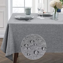 Rectangle Table Cloth Linen Farmhouse Tablecloth Heavy Duty Fabric Stain Proof W - £26.69 GBP