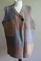 Woolrich L Herringbone Colorblock Lambswool Asymmetrical Button Sweater Vest - £20.78 GBP