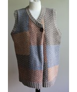 Woolrich L Herringbone Colorblock Lambswool Asymmetrical Button Sweater ... - £20.21 GBP
