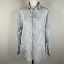 NEW bunai Blouse Top Shirt Womens 2 Sheer Billowy Cotton Blue White Striped - £36.93 GBP