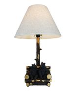 Rustic Forest Black Bears Family Sitting On Tree Logs Cozy Couch Table Lamp - €92,82 EUR