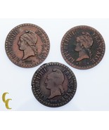 France Un Centime 3-Coin Lot 1850, 1851 &amp; Lan 6 de Paris Mint - $1,021.05 MXN