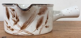 Vintage Japanese Stoneware Porcelain Wheat Speckled Spout Soup Crock w Handle - £28.89 GBP