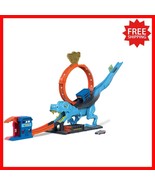 City Track Set with Toy Car - Defeat the T-Rex in Thrilling Race Playset - $71.61 CAD