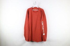 Vintage Carhartt Mens 2XL Distressed Spell Out Long Sleeve T-Shirt Chili Cotton - $29.65