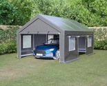 13X20Ft Heavy Duty Carport, Portable Garage With Removable Sidewalls, Do... - $876.99