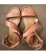 Franco Sarto Women&#39;s Brown Leather Ankle Strap Flat Sandal Size 8M 38EU - $14.99