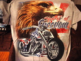 MOTORCYCLE AND EAGLE SPIRIT OF FREEDOM T-SHIRT SHIRT - £9.76 GBP