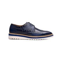 Stacy Adams Alario Wingtip Oxford Croco Leather Shoes Blue 25725-400 image 2