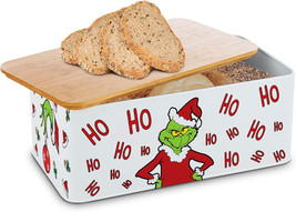 NEW The Grinch Who Stole Christmas Storage Bread Box w/ bamboo cutting board lid - £15.62 GBP