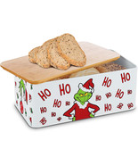 NEW The Grinch Who Stole Christmas Storage Bread Box w/ bamboo cutting b... - £14.99 GBP