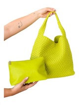 123 Amore women&#39;s woven and worn tote bag in Citron - size One Size - £35.32 GBP