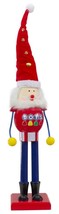 Wooden Christmas Nutcracker,17&quot;RED&amp;BLUE Dots Candy In Santa Hat W/POSABLE Arm,Nl - £31.90 GBP