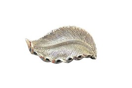 Vtg 2&quot; Signed Gerrys Leaf Brooch Pin Textured Silver Tone Metal Costume Jewelry - £10.18 GBP