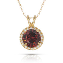 1.00CT 14K Y Gold Halo Alexandrite Round Shape Basket Setting Pendant w/... - $30.19+