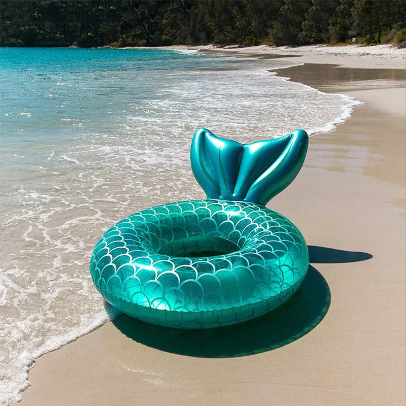 Mermaid Inflatable Swimming Circle W/ Backrest For Kids Adult Summer Swimming - £6.47 GBP+
