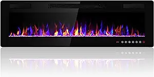 60 Inches Electric Fireplace Recessed And Wall Mounted, Fireplace Heater... - $434.99