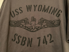 Nwot - Uss Wyoming Ssbn 742 Submarine Adult Size 2XL Gray Short Sleeve Tee - £15.70 GBP