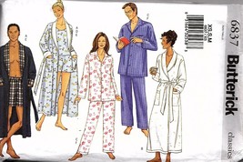 Butterick 6837 Sewing Pattern Unisex Robe Belt Top Shorts &amp; Pants XS,S,M... - $6.99