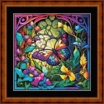 STAINED GLASS BUTTERFLY - pdf X Stitch chart Original Artist Unknown - £9.55 GBP