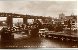 Bridges Postcard High Level and Swing Bridges Newcastle on Tyme UK RPPC - £11.83 GBP