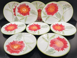 10 Dansk Lime Twist Dahlia Accent Salad Plate Set Floral Table Dining Dishes Lot - £107.48 GBP