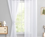 Hiasan White Sheer Curtains 84 Inches Long With Tiebacks, Light Filterin... - £26.52 GBP