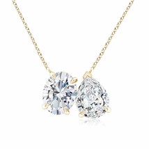 ANGARA Lab-Grown Diamond Two-Stone Pendant Necklace in 14k Gold (Carat-3Ct.tw) - £4,078.09 GBP