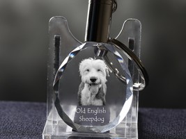 Old English Sheepdog, Dog Crystal Keyring, Keychain, High Quality, Exceptional G - £22.37 GBP