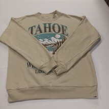 State of Mine Graphic Sweatshirt Mens S Beige Lake Tahoe Winter Retreat Pullover image 11