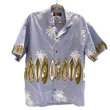 Mens Hawaiian Surfboard Print Blue Short-Sleeve Shirt Ali&#39;i Fashions 2X - $28.80