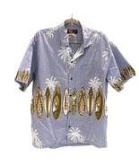 Mens Hawaiian Surfboard Print Blue Short-Sleeve Shirt Ali&#39;i Fashions 2X - $28.80