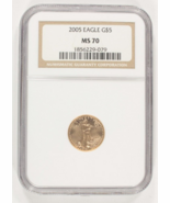 2005 1/10 Oz. G$5 Oro Aquila Americana Valutata Da NGC Come MS-70 - $11,127.65 MXN